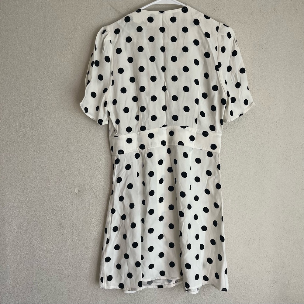 RIXO London White Black Polka Dot Mini Dress Retro Medium - Picture 7 of 10